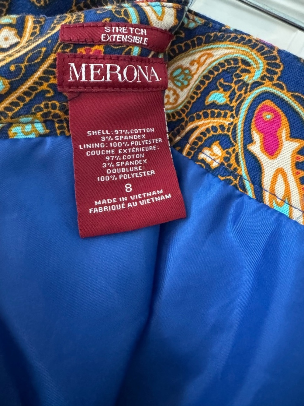Merona Blue Paisley Pencil Skirt with Red and Gold Accents - Picture 4 of 4
